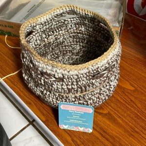 Single Cute circle crocheted Basket, by me. ❤️Brown and Beige color.